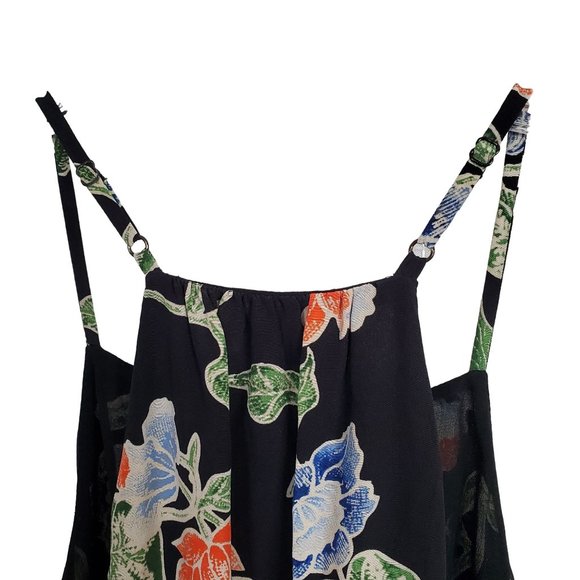 Joie Sz M Dress Deme Silk Chiffon Faux Wrap Hi Lo Flowing Midi Ruffle Hem Floral - Picture 11 of 11